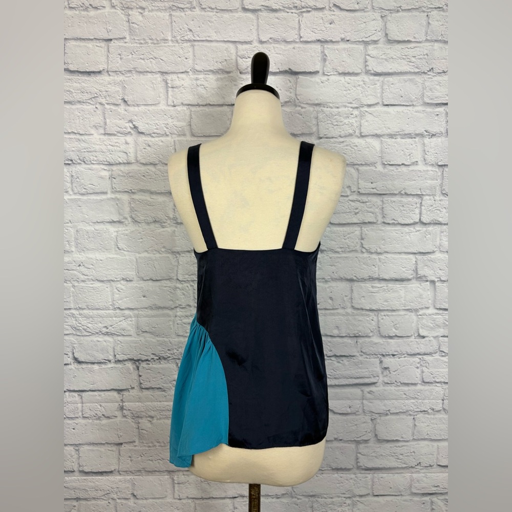 Tibi Blue Colorblock Shirred Cami size 2 - Picture 5 of 6